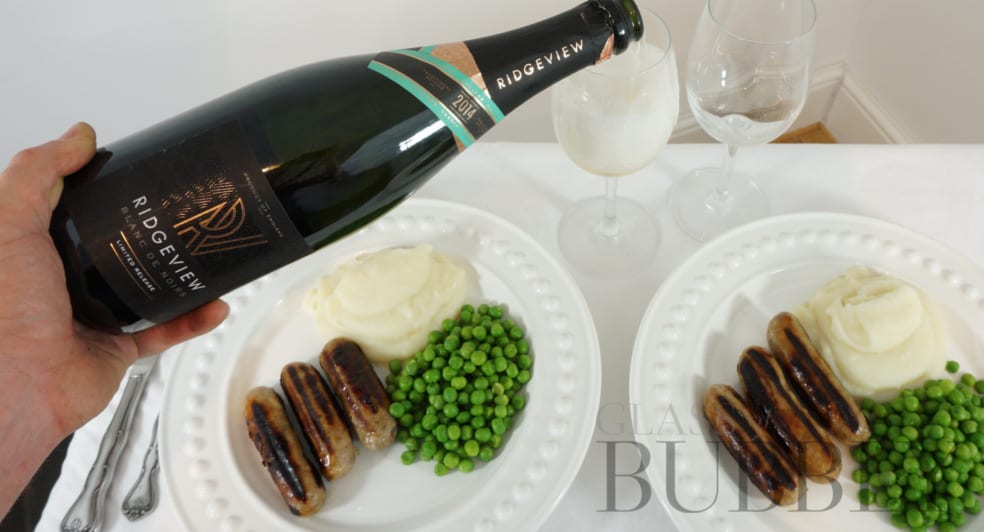 Bangers and Mash with English Sparkling Wine Ridgeview