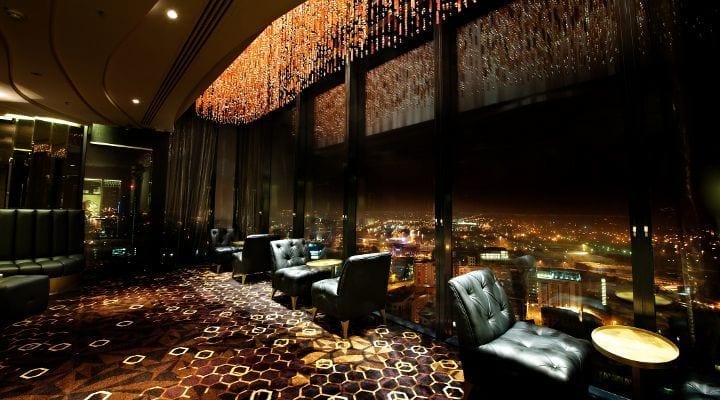 cloud 23 and eros interiors nightime lighting Cloud 23 Champagne Bar Manchester